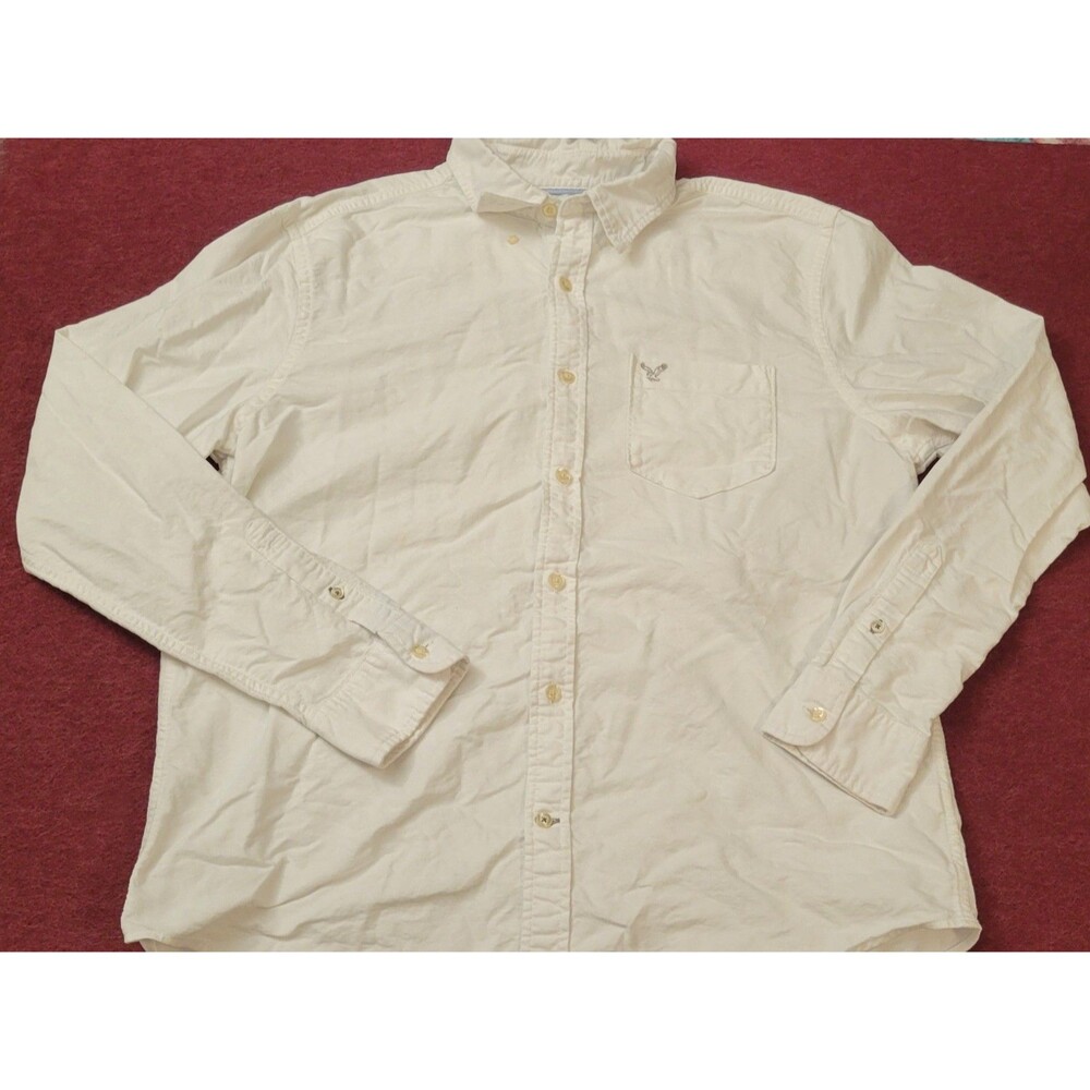 American Eagle Men's Size Large White Authentic Fit Button Down Dress Shirt